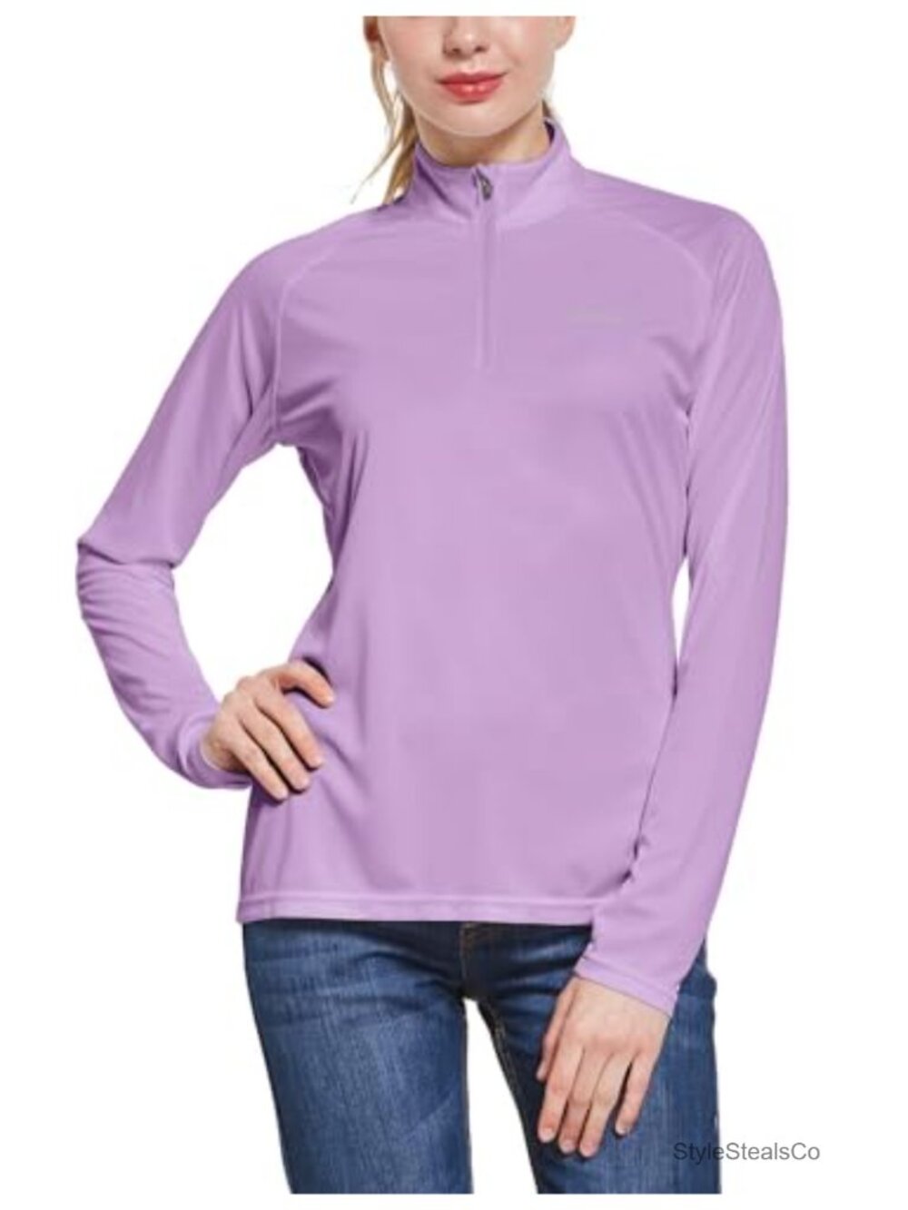 UPF 50+ Long Sleeve Sun Shirt Lightweight Quick Dry UV Protection Zip Thumbholes